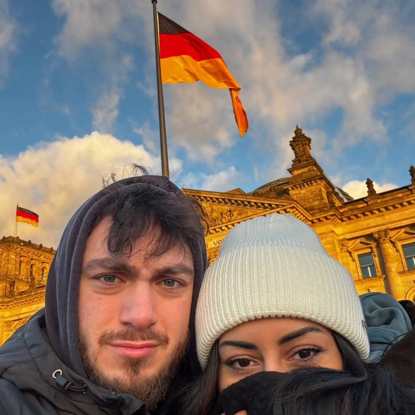 Michalis and Cristal in front of the Reichstag, Berlin